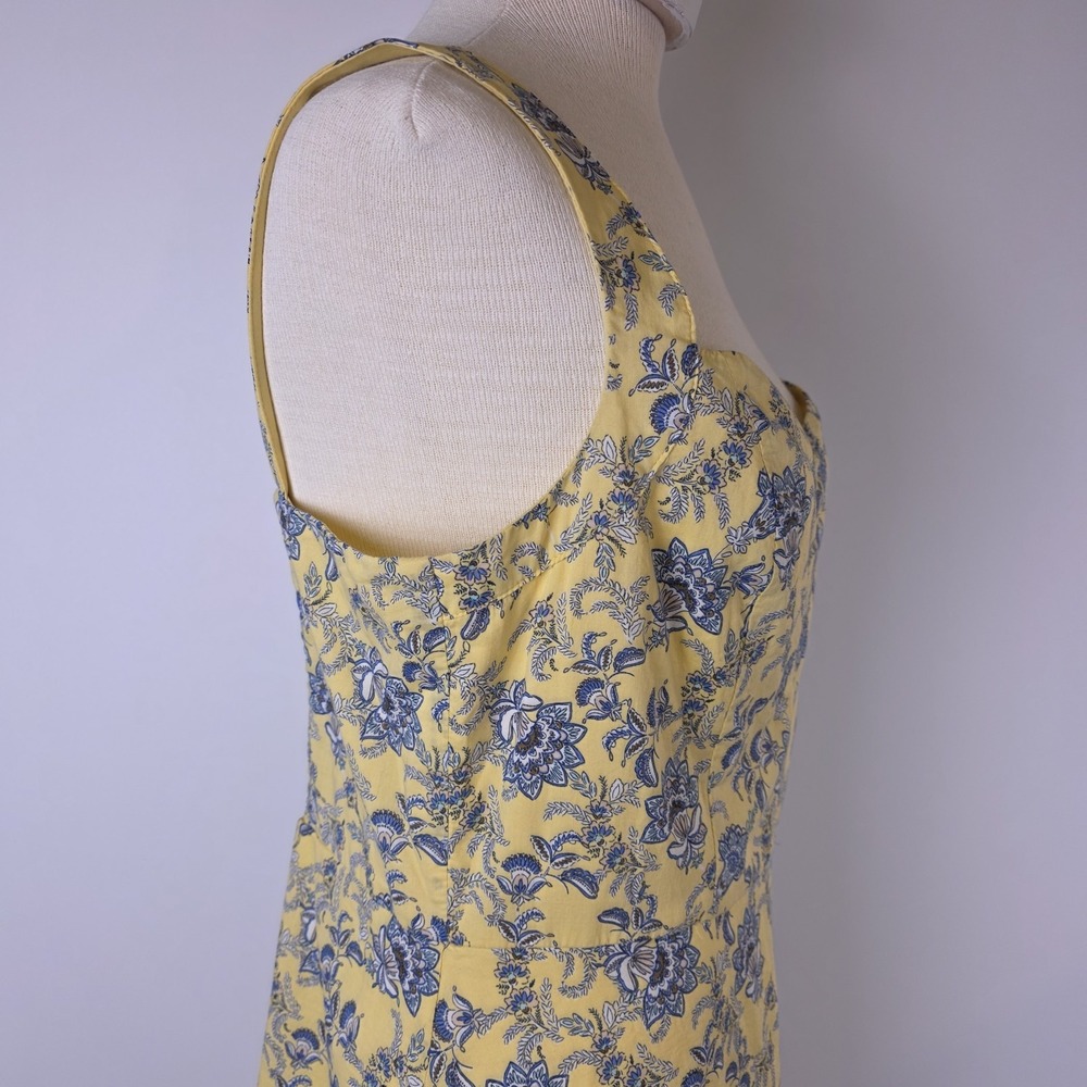 City Studio‎ Yellow Blue Floral Sweetheart Dress Juniors XL Ruffle Hem Sundress - Picture 4 of 9